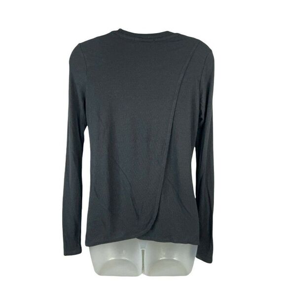 Marine Layer Tinley Tulip Open Back Top Womens Small Black Rib Knit Long Sleeves - Picture 7 of 12